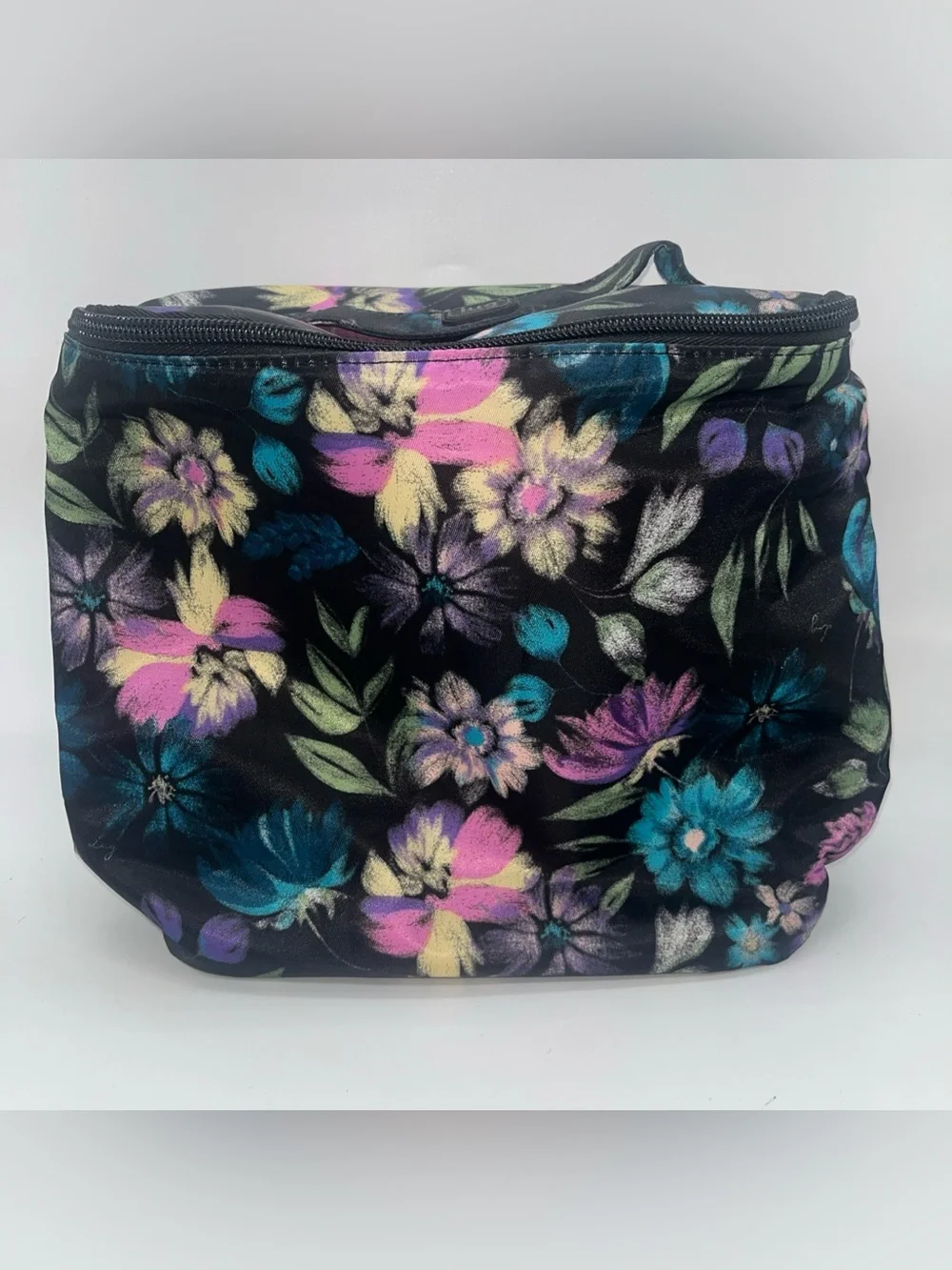Lug Dolly Travel Cosmetic Case Black Purple Blue Floral